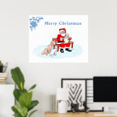 Poster Joyeux Noël - Père Noël avec chat et chien (Bureau à domicile)
