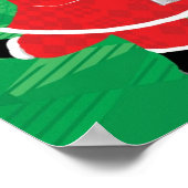 Poster Joyeux Noël, Père Noël chantant et dansant (Coin)