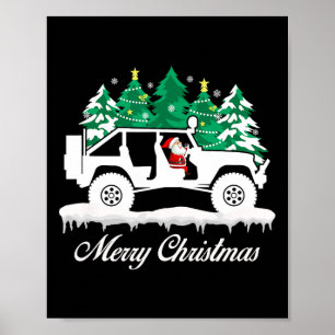 Poster Joyeux Noël Père Noël Conduite 4x4 Hors route Ve