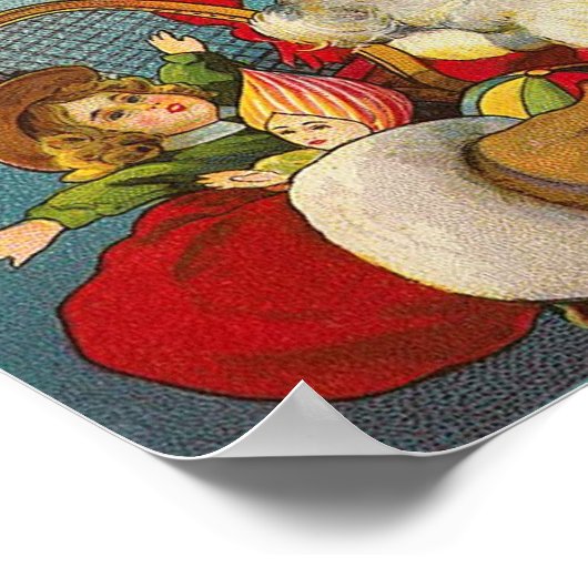 Poster Joyeux Noël Père Noël et jouets (Coin)