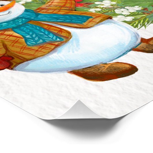 Poster Joyeux Noël Père Noël et Mme Claus (Coin)