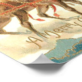 Poster Joyeux Noël (Père Noël et son renne) (Coin)