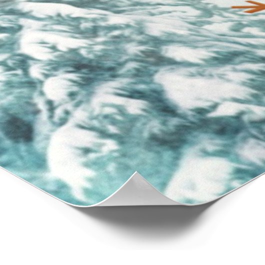 Poster Joyeux Noël Père Noël, Snowman, Reindeer, Forêt (Coin)