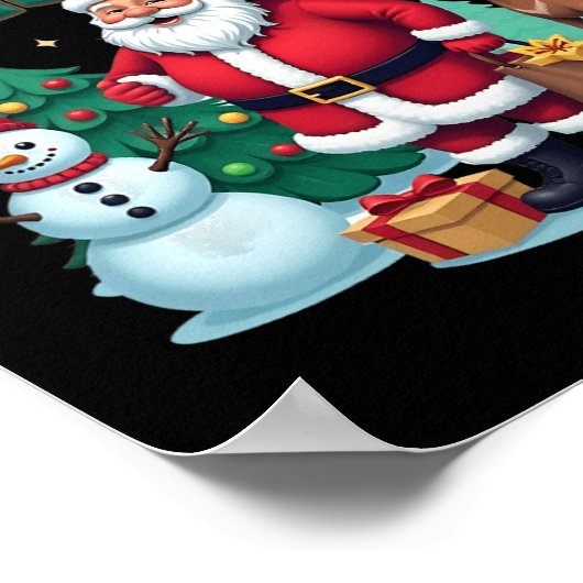 Poster Joyeux Noël Père Noël Snowman Reindeer Noël (Coin)