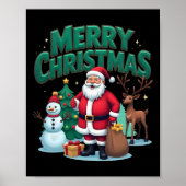 Poster Joyeux Noël Père Noël Snowman Reindeer Noël (Devant)