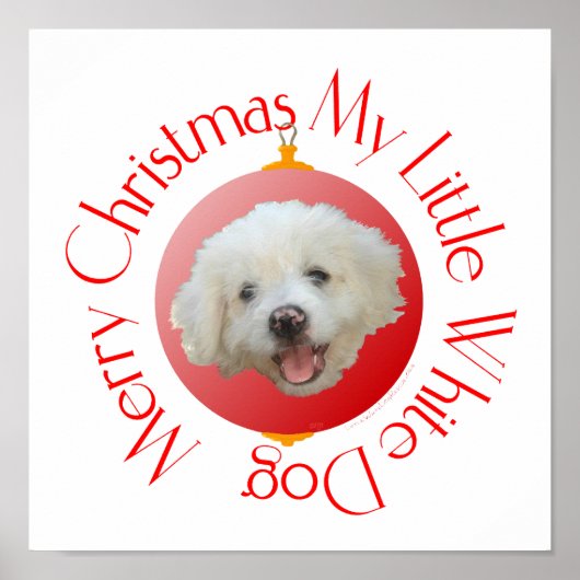 Poster Joyeux Noël Petit Chien Blanc (Devant)