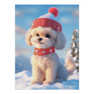 Poster Joyeux Noël, Poodle Chien Chien Chien Chien Chien