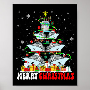 Poster Joyeux Noël Reindeer Elf Père Noël Cruise Ships Xm