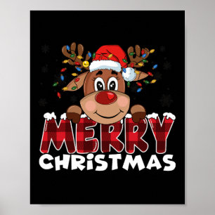 Poster Joyeux Noël Reindeer Hommes Femmes Famille Corresp