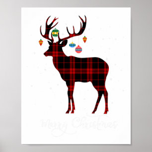 Poster Joyeux Noël Reindeer Red Plaid Snowflake Famille