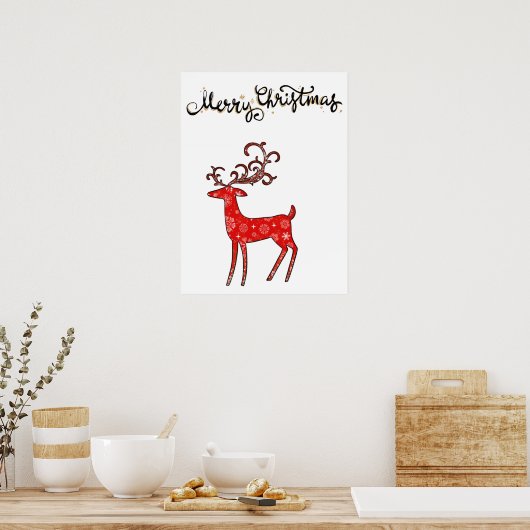 Poster Joyeux Noël Reindeer Vacances T-shirt Sac fourre-t (Cuisine)