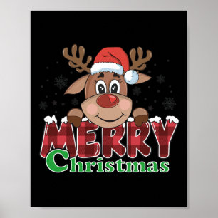 Poster Joyeux Noël Reindeer Xmas Famille Enfants Hommes F