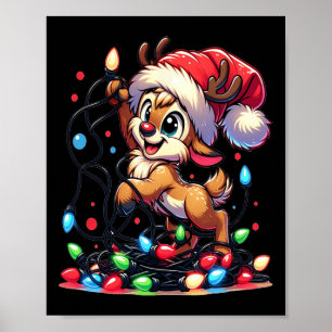 Poster Joyeux Noël Reinder Noël Lumière de Noël