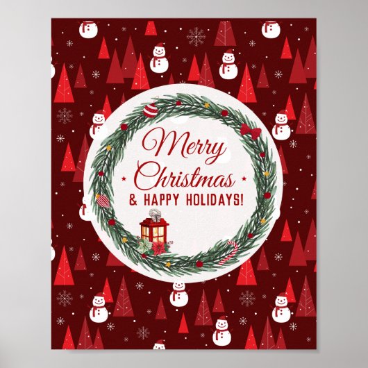 Poster Joyeux Noël rouge moderne (Devant)