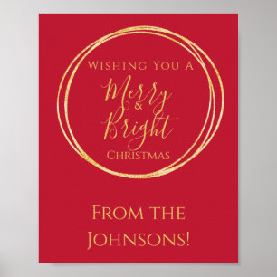 Poster Joyeux Noël Rouge or