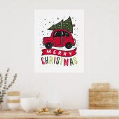 Poster Joyeux Noël Rouge Voiture Joyeux Noël (Cuisine)