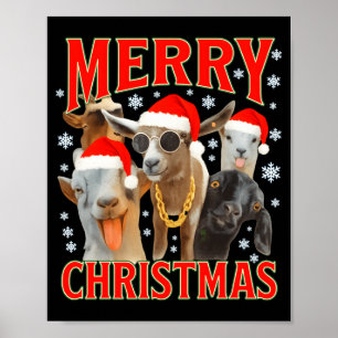 Poster Joyeux Noël Santa Chèvre Drôle Xmas Chèvres Bootle