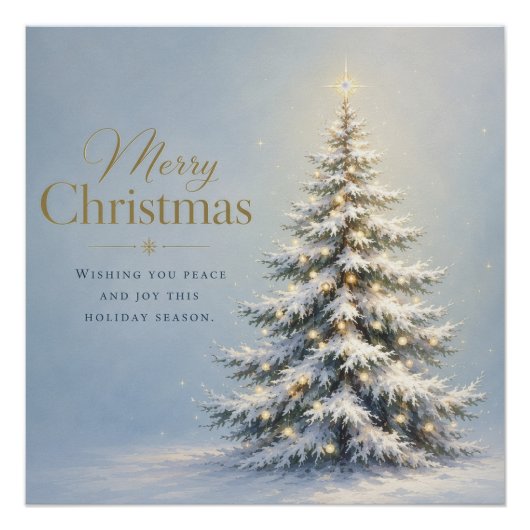 Poster Joyeux Noël Sapin enneigé (Devant)