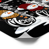 Poster Joyeux Noël Snowman Leopard Buffalo Red Plaid (Coin)