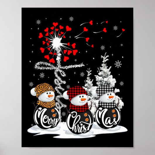 Poster Joyeux Noël Snowman Leopard Buffalo Red Plaid (Devant)