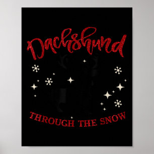 Poster Joyeux Noël Teckel Chien Dans La Neige