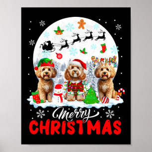 Poster Joyeux Noël trois Père Noël Elf Reindeer Apoos Pro