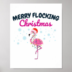Poster Joyeux Noël tropical flamant rose de Floride