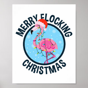 Poster Joyeux Noël tropical flamingo de Floride