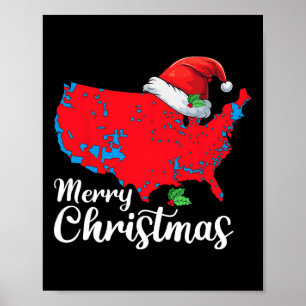 Poster Joyeux Noël Trump Patriotic Usa Map 2024 Père Noël
