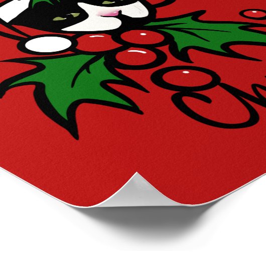 Poster Joyeux Noël Tuxedo Chat (Coin)