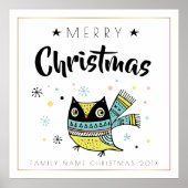 Poster Joyeux Noël Typographie & Chouette de Noël (Devant)