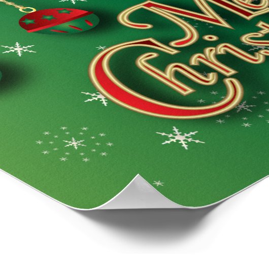 Poster Joyeux Noël vert brillant (Coin)