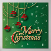 Poster Joyeux Noël vert brillant (Devant)