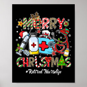 Poster Joyeux Noël Vie d'infirmière retraitée Hommes Femm
