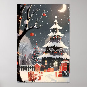 Poster Joyeux Noël Vintage Neige