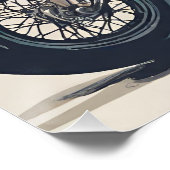 Poster Joyeux Noël Vintage Père Noël sur moto (Coin)