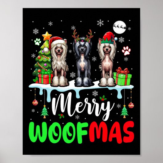 Poster Joyeux Noël Woit Trois Elfes Père Noël Crest chino (Devant)