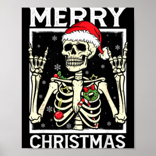 Poster Joyeux Noël Xmas Crâne Squelette Drôle Hommes Femm