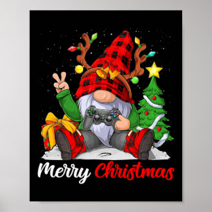 Poster Joyeux Noël Xmas Gamer Gnome Jeu Vidéo Garçons K