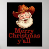 Poster Joyeux Noël Y’all Cowboy Père Noël Western Country (Devant)