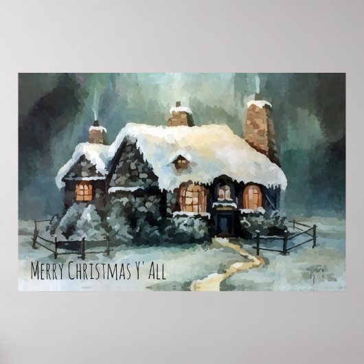 Poster Joyeux Noël Y'All merveilleuse nuit d'hiver (Devant)