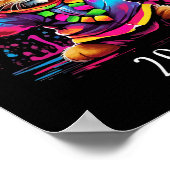 Poster Joyeux Nouvel An 2025 Fête Danser Design Chat (Coin)