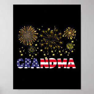 Poster Joyeux Nouvel An 2025 Grandma American Flag Family