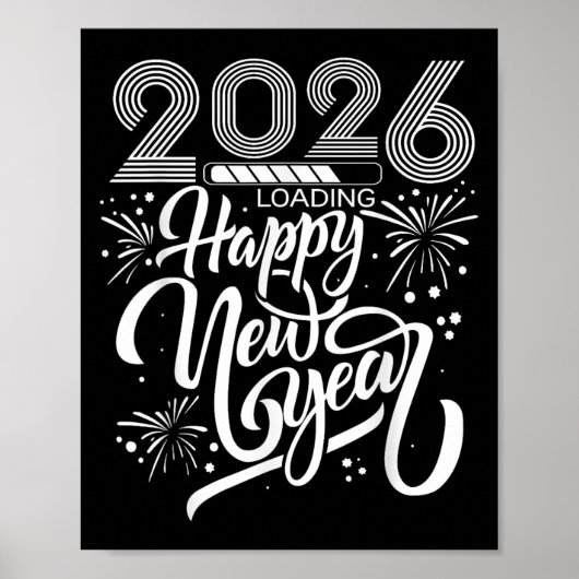 Poster Joyeux Nouvel An 2026 Fireworks Chargement Nouvel (Devant)