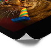 Poster Joyeux Nouvel An Chat Drôle Chapeau de Fête Félin (Coin)
