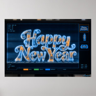 Poster Joyeux Nouvel An Lettre X-Ray Scanner