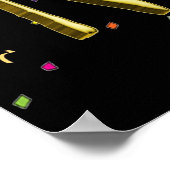 Poster Joyeux Nouvel An - Texte Or sur Confetti Noir (Coin)