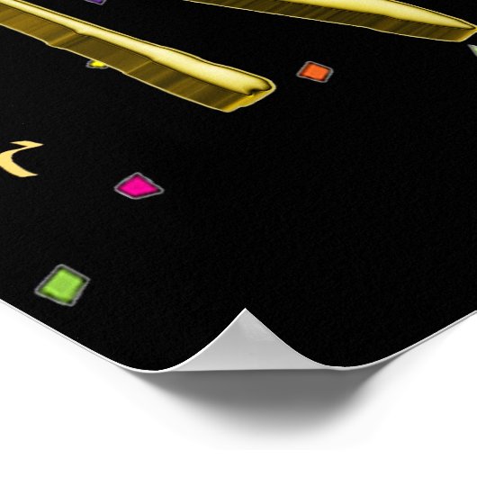 Poster Joyeux Nouvel An - Texte Or sur Confetti Noir (Coin)