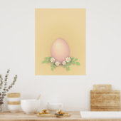 Poster Joyeux Oeuf et Fleurs de Pâques (Cuisine)
