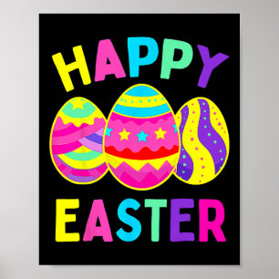 Poster Joyeux oeufs de la fête de Pâques Joyeuses femmes 
